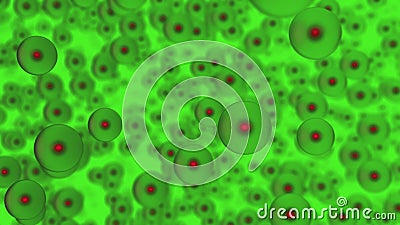 Abstract Floating cells in the green background Stock Photo