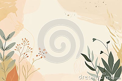 Abstract floral art with organic shapes. Elegant abstract botanical design in pastel tones and soft textures Cartoon Illustration
