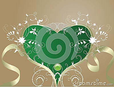 Abstract floral background. Artistic heart-shape Vector Illustration