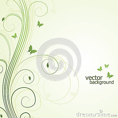 Abstract floral background with butterfly Vector Illustration