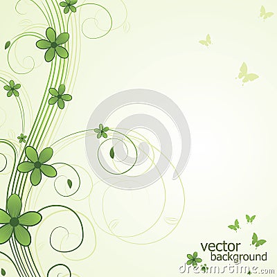 Abstract floral background with butterfly Vector Illustration
