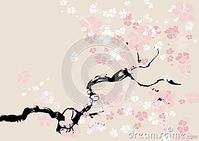 Abstract floral background. cherry blossom. Vector Illustration