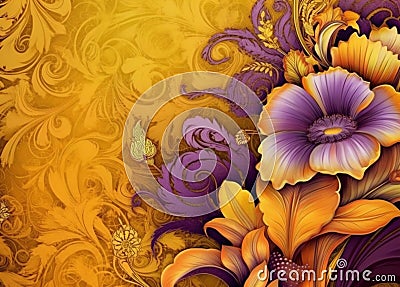 Abstract floral background with purple flowers background generative AI Stock Photo