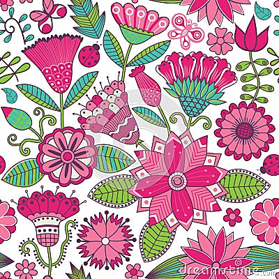 Abstract floral background, summer theme seamless pattern, wall Stock Photo