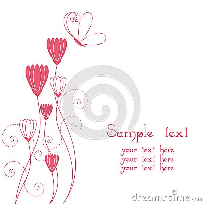 Abstract floral with butterfly greeting card Vector Illustration