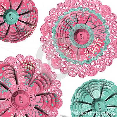 Abstract Floral Doilies Stock Photo