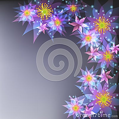 Floral gray background, greeting card with flowers Vector Illustration