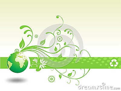 Abstract floral illustration recycle with globe Vector Illustration