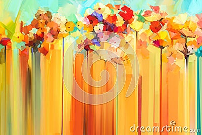 Abstract floral oil color painting Stock Photo