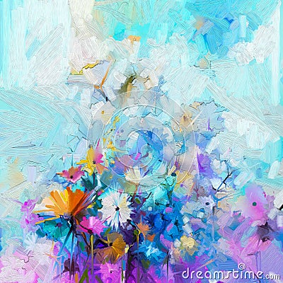 Abstract floral oil color painting. Spring flower seasonal nature Stock Photo