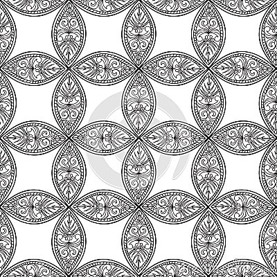 Abstract floral ornamental geometric seamless pattern. Stock Photo