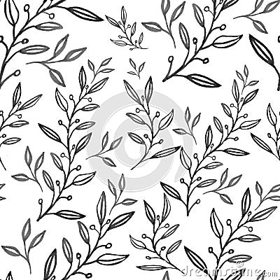 Seamless abstract floral pattern, hand drawn illustration can be used for textile printing or background, wallpaper, ad, banner Cartoon Illustration