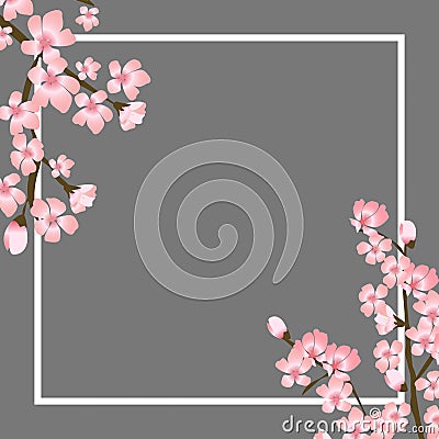 Abstract Floral Sakura Flower Japanese Natural Background Vector Illustration Vector Illustration