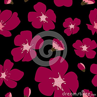 Abstract Floral Sakura Flower Japanese Natural Seamless Pattern Vector Illustration