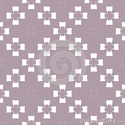 Abstract floral seamless pattern. Pale purple and white ornament with flower silhouettes, crosses. Vector Illustration