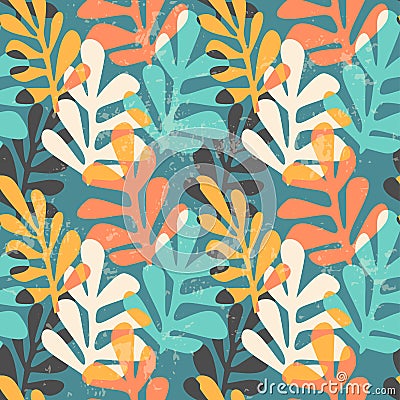 Abstract floral seamless pattern with trendy hand drawn textures. Vector Illustration
