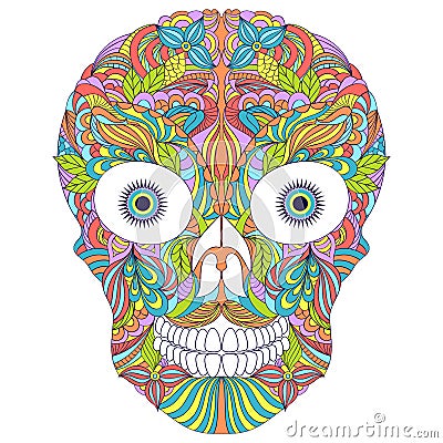Abstract floral skull on white background. Vector Illustration