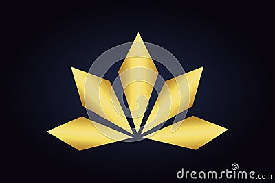 Abstract floral vector golden logo. Minimalistic golden logo. Vector Illustration