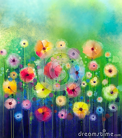 Abstract floral watercolor painting. Stock Photo