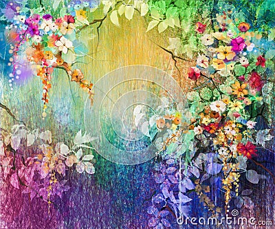 Abstract floral watercolor painting Stock Photo