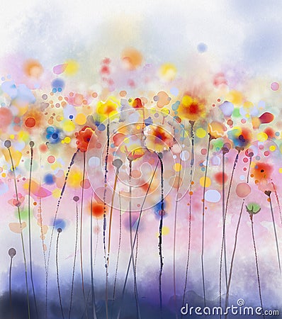 Abstract floral watercolor painting Stock Photo