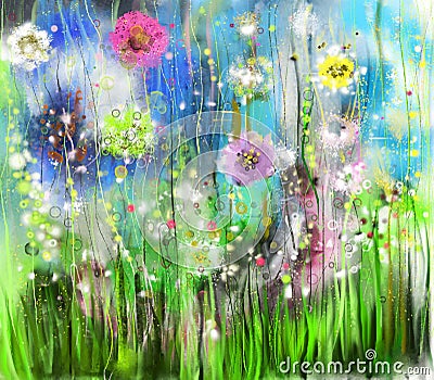 Abstract floral watercolor painting. Stock Photo