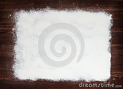Abstract flour sprinkled on the old board Stock Photo