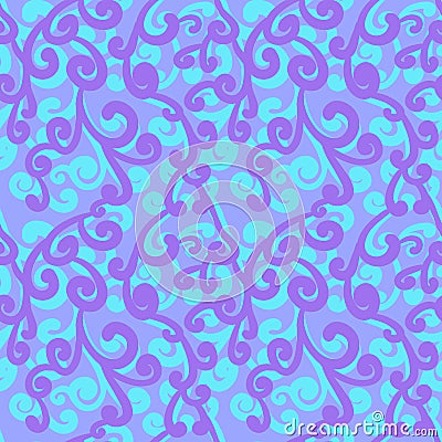 Abstract flourish seamless background. Gorgeous blue pattern. Vector Vector Illustration