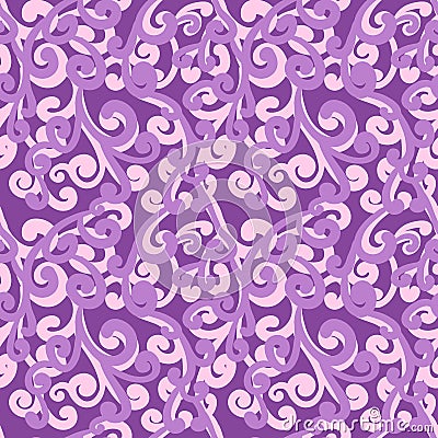 Abstract flourish seamless background. Gorgeous violet repeating pattern. Vector Vector Illustration