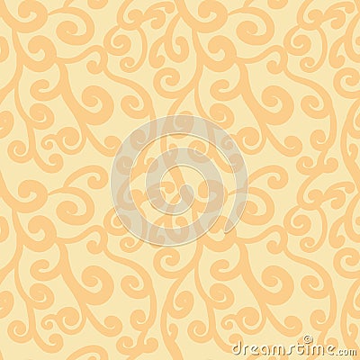 Abstract flourish seamless pattern. Gorgeous pale orange repeating background. Vector Vector Illustration