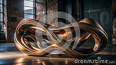 The Abstract Flow: A Contemporary Sculpture Algorithmically generated Stock Photo