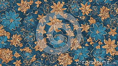 Abstract flower background with Moroccan blue color background Stock Photo