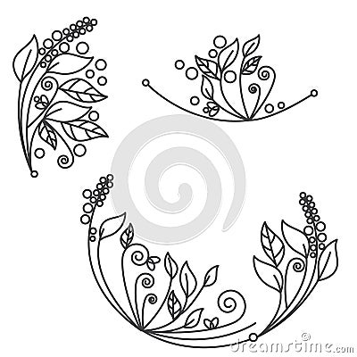 Abstract flower foliage round ornament. Vector Vector Illustration