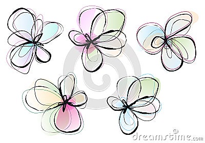 Abstract flowers, vector set Vector Illustration