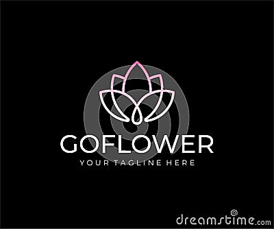 Abstract flower logo design. Linear lotus vector design Vector Illustration