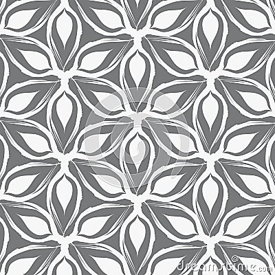 Abstract flower petal drawing from linear ink brush, black and white pattern background Vector Illustration