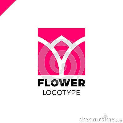 Abstract flower tulip logo in square icon vector design. Vector Illustration