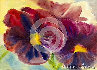 Abstract flower watercolor landscape painting colorfu of beauty Stock Photo