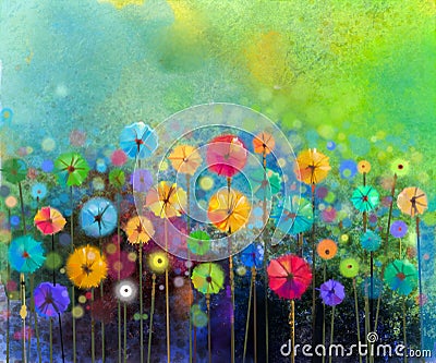 Abstract flower watercolor painting Stock Photo