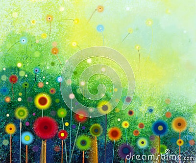 Abstract flower watercolor painting Stock Photo