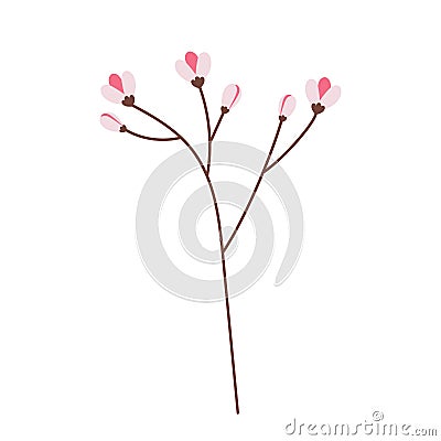 Abstract flowering branch in trendy soft shades. Hand drawn design elements for spring greetings Vector Illustration