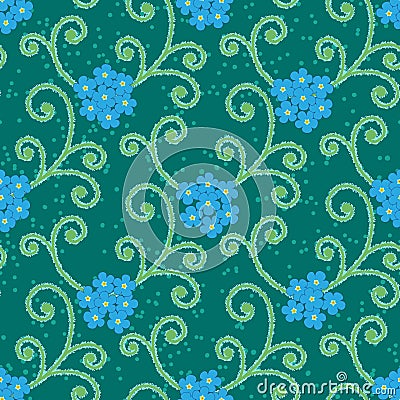 Abstract flowers floral forget-me-not seamless Vector Illustration