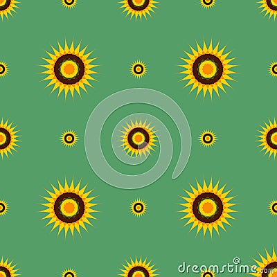 Abstract flowers on a green background Vector Illustration