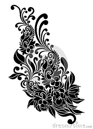 Abstract Flowers paisley motifs.Traditional ethnic ornament. Object isolated on white background. Vector print illustration. Vector Illustration