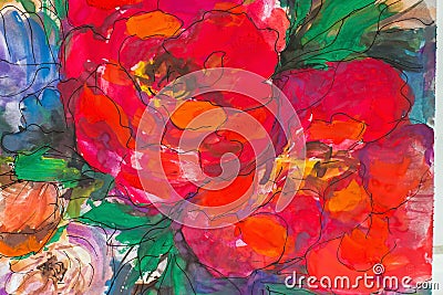 Abstract flowers pattern. Painting painting impressionism. texture painting. Abstract flowers. Illustration Stock Photo