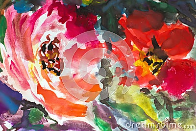 Abstract flowers pattern. Watercolor. Painting painting impressionism. texture painting. Abstract flowers. Illustration Stock Photo