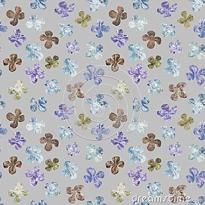 Abstract flowers repeat seamless pattern. Watercolor and digital hand-drawn pattern. mixed media. Stock Photo