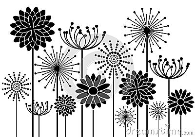 Abstract flowers silhouettes background Stock Photo