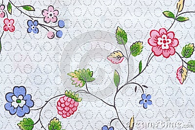 Abstract flowers on textile fabric Stock Photo