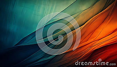 Abstract flowing shapes in teal and red create a smooth, dynamic pattern Stock Photo